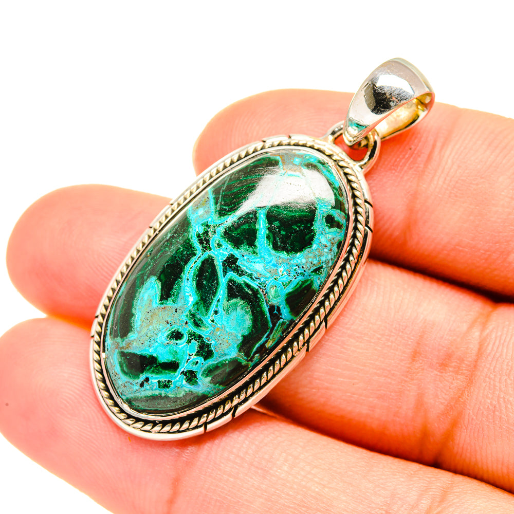 Malachite In Chrysocolla Pendants handcrafted by Ana Silver Co - PD7559