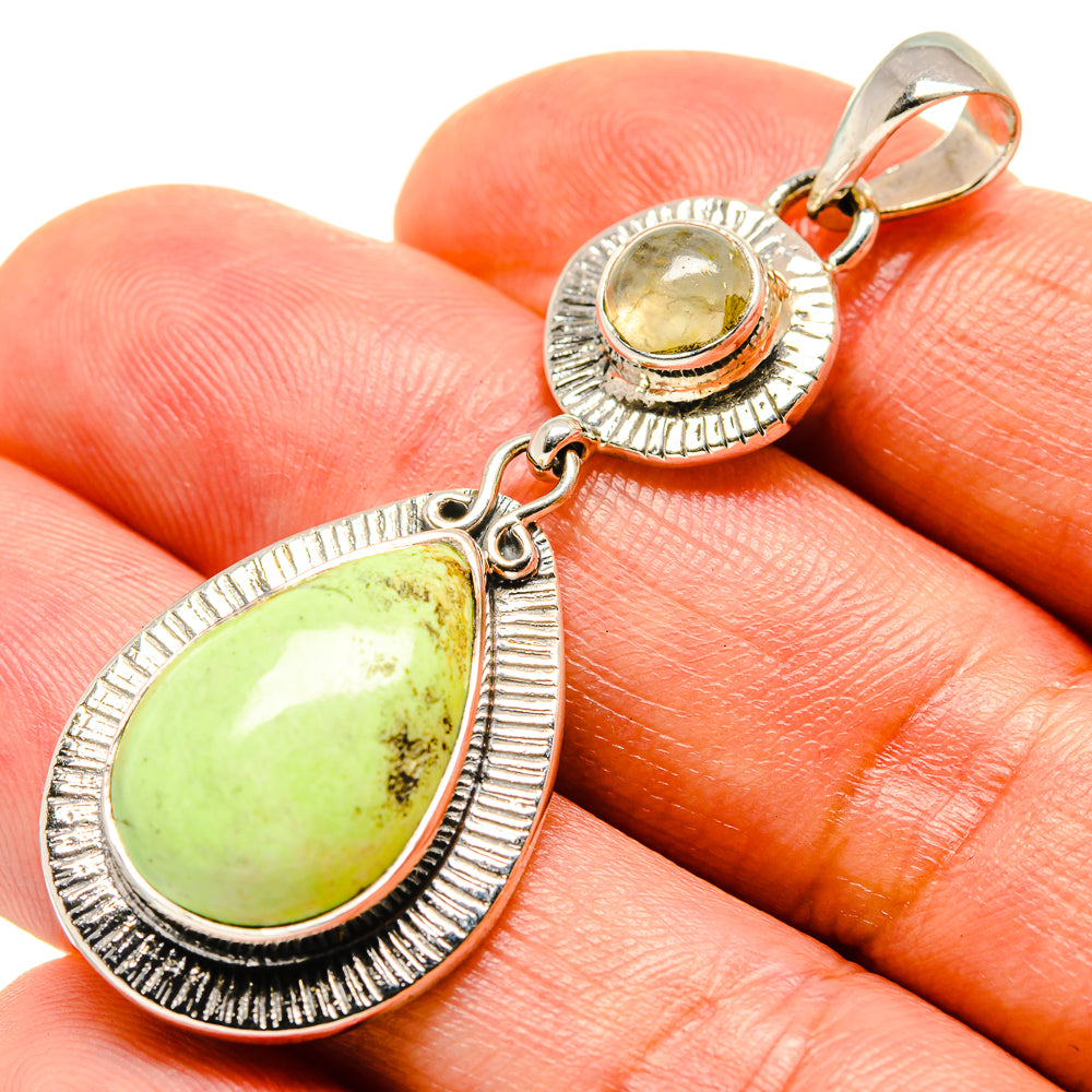 Lemon Chrysoprase Pendants handcrafted by Ana Silver Co - PD755936