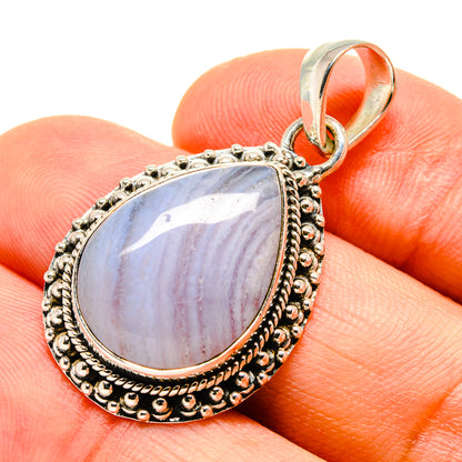 Blue Lace Agate Pendants handcrafted by Ana Silver Co - PD755964