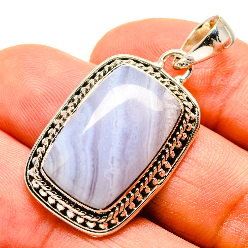 Blue Lace Agate Pendants handcrafted by Ana Silver Co - PD755981
