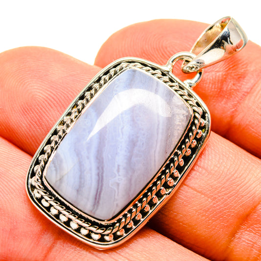 Blue Lace Agate Pendants handcrafted by Ana Silver Co - PD755981