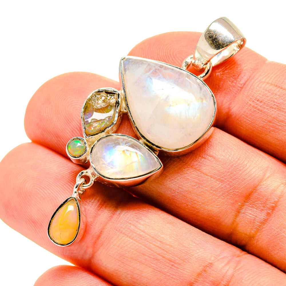 Rainbow Moonstone Pendants handcrafted by Ana Silver Co - PD756123