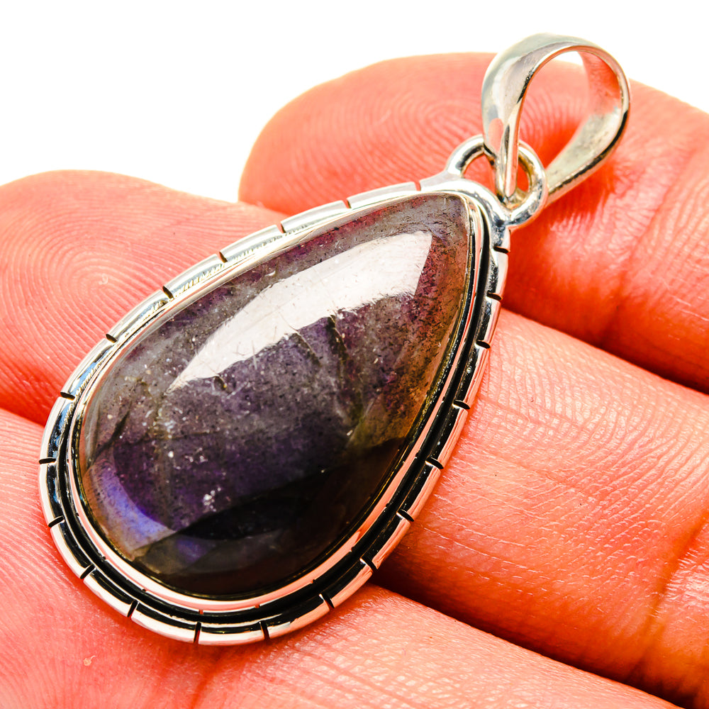 Labradorite teardrop pendant in 925 sterling silver with loop bail