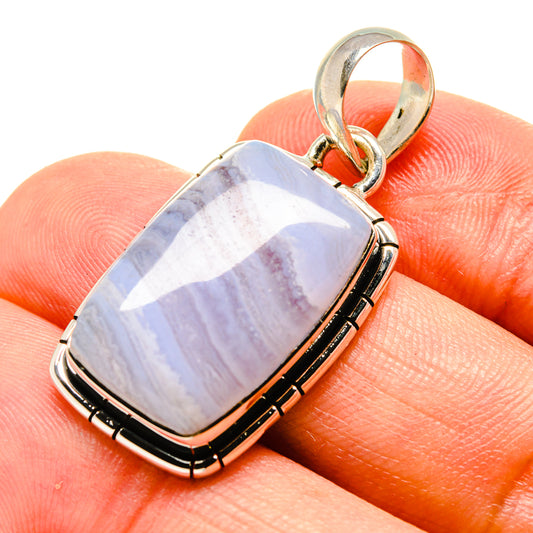 Blue Lace Agate Pendants handcrafted by Ana Silver Co - PD756198