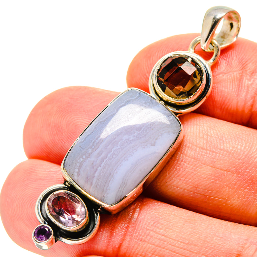 Blue Lace Agate Pendants handcrafted by Ana Silver Co - PD756286