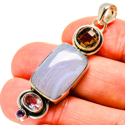 Blue Lace Agate Pendants handcrafted by Ana Silver Co - PD756286