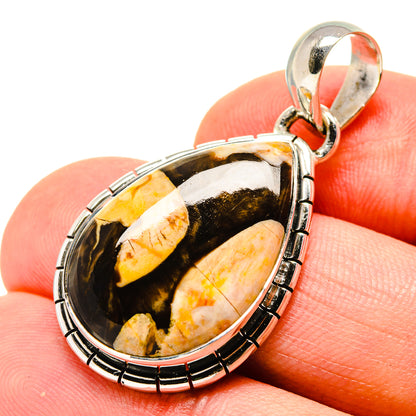 925 sterling silver jasper pendant with oval honey-brown stone and bail loop