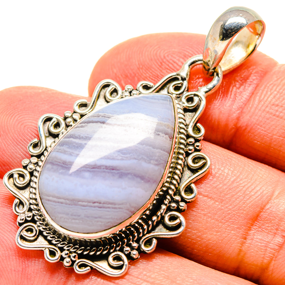 Blue Lace Agate Pendants handcrafted by Ana Silver Co - PD756372