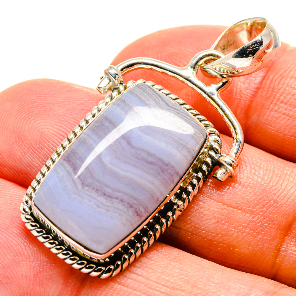 Blue Lace Agate Pendants handcrafted by Ana Silver Co - PD756384