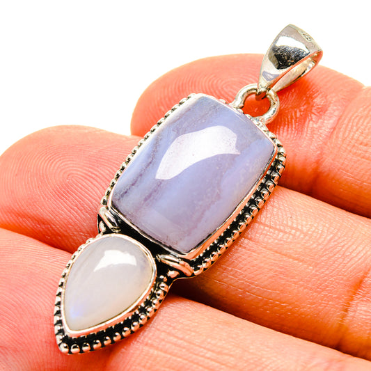 Blue Lace Agate Pendants handcrafted by Ana Silver Co - PD756401