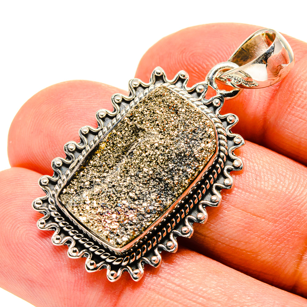 Spectro Pyrite Druzy Pendants handcrafted by Ana Silver Co - PD756405