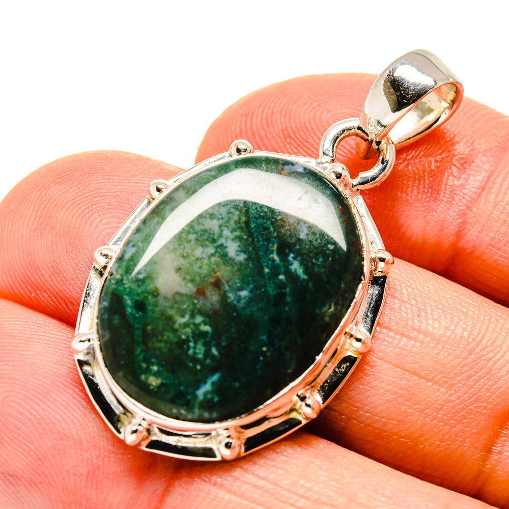 Green Moss Agate Pendants handcrafted by Ana Silver Co - PD756412