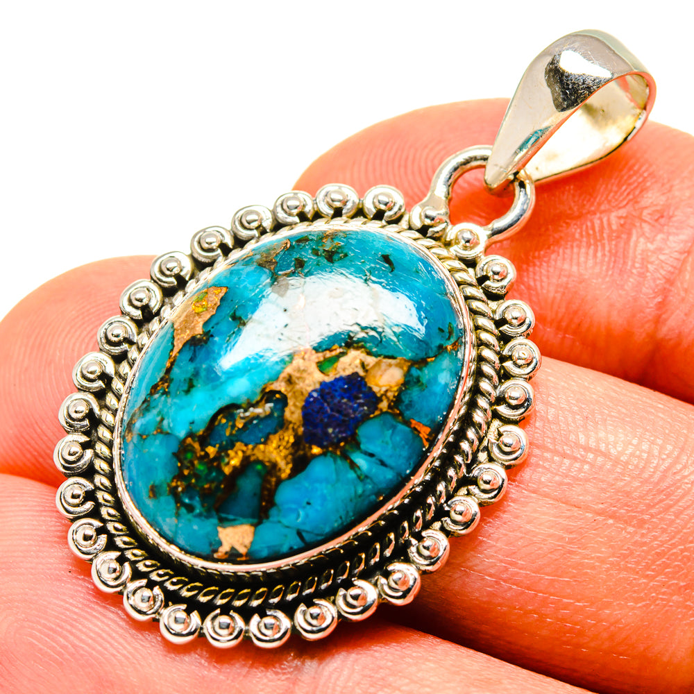 Blue Copper Composite Turquoise Pendants handcrafted by Ana Silver Co - PD756501