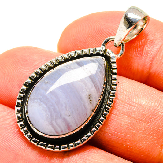 Blue Lace Agate Pendants handcrafted by Ana Silver Co - PD756507