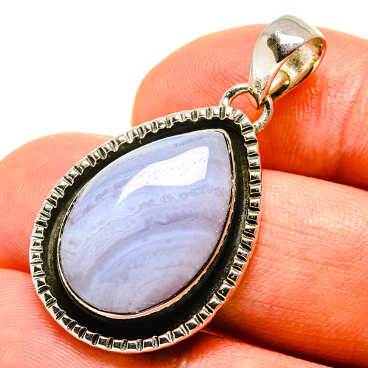Blue Lace Agate Pendants handcrafted by Ana Silver Co - PD756517