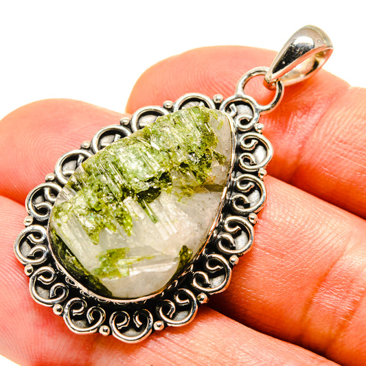 Green Tourmaline In Quartz Pendants handcrafted by Ana Silver Co - PD756523