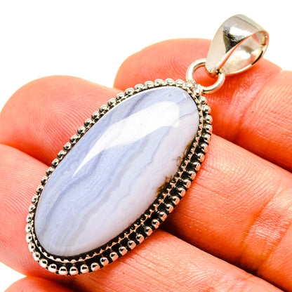 Blue Lace Agate Pendants handcrafted by Ana Silver Co - PD756536