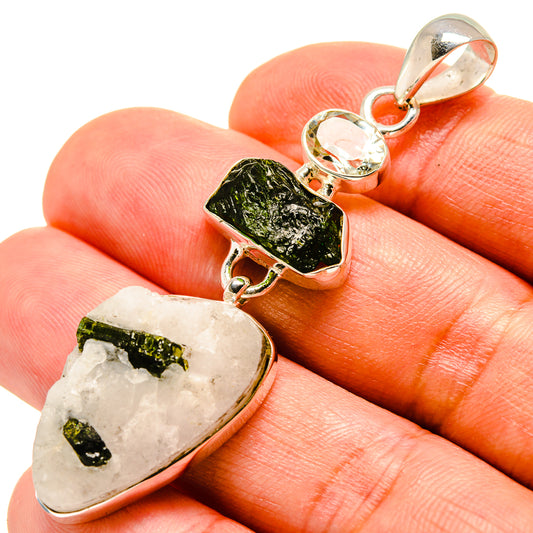 Green Tourmaline In Quartz Pendants handcrafted by Ana Silver Co - PD756537