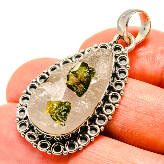Green Tourmaline In Quartz Pendants handcrafted by Ana Silver Co - PD756544