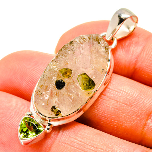 Green Tourmaline In Quartz Pendants handcrafted by Ana Silver Co - PD756562