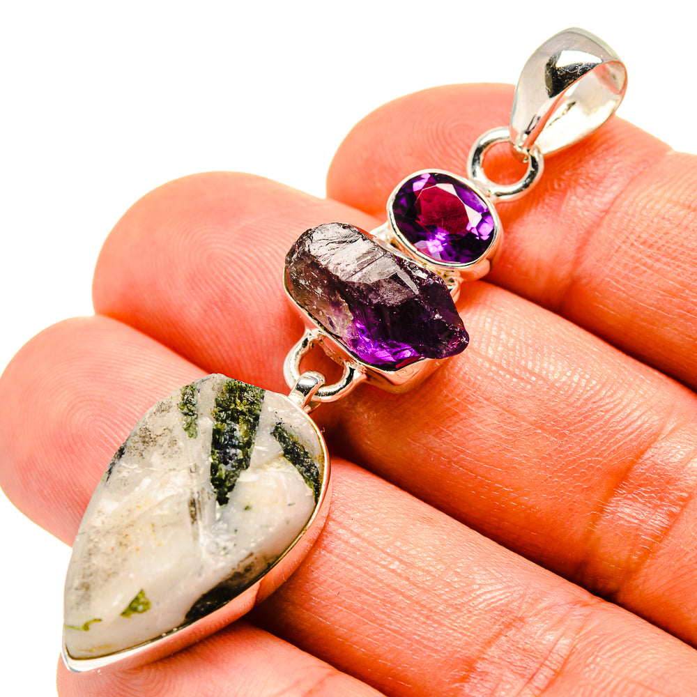 Green Tourmaline In Quartz Pendants handcrafted by Ana Silver Co - PD756573