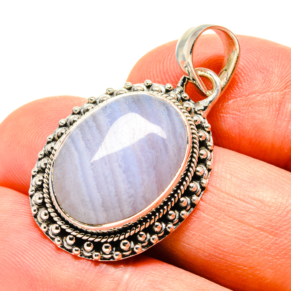 Blue Lace Agate Pendants handcrafted by Ana Silver Co - PD756630