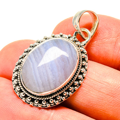 Blue Lace Agate Pendants handcrafted by Ana Silver Co - PD756630