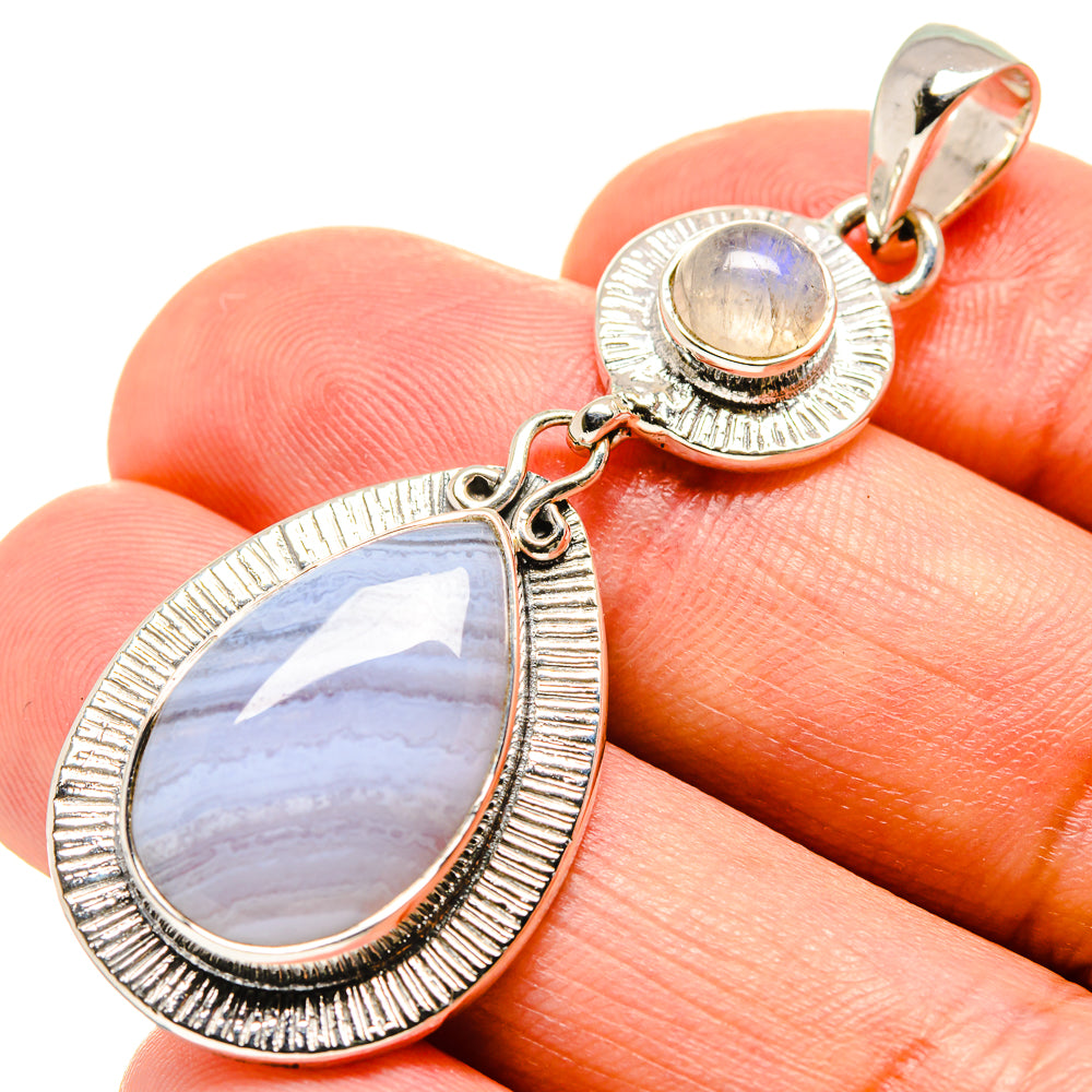 Blue Lace Agate Pendants handcrafted by Ana Silver Co - PD756660