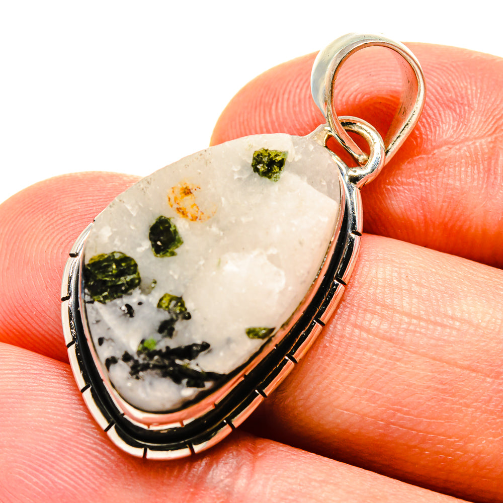 Green Tourmaline In Quartz Pendants handcrafted by Ana Silver Co - PD756666