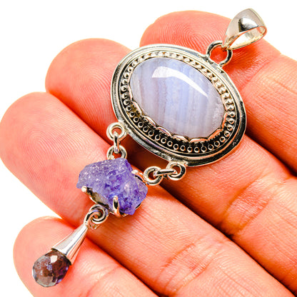 Blue Lace Agate Pendants handcrafted by Ana Silver Co - PD756690