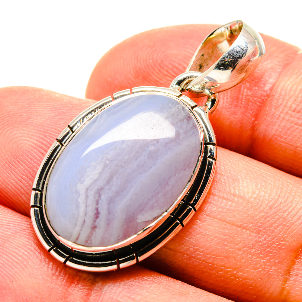 Blue Lace Agate Pendants handcrafted by Ana Silver Co - PD756704