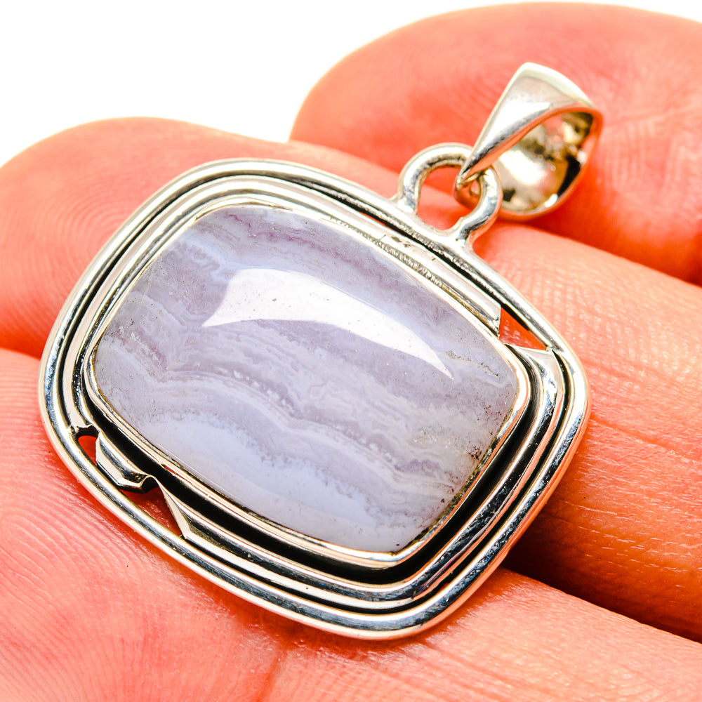 Blue Lace Agate Pendants handcrafted by Ana Silver Co - PD756709