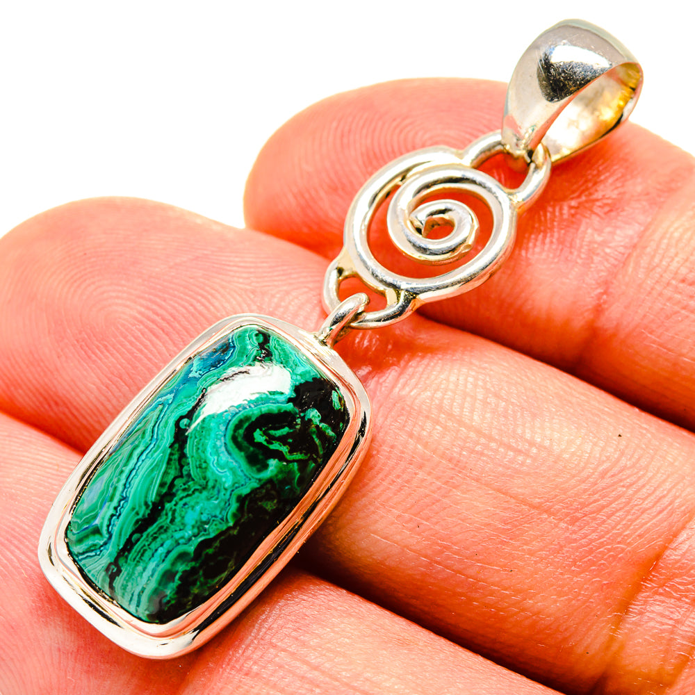Malachite In Chrysocolla Pendants handcrafted by Ana Silver Co - PD756751