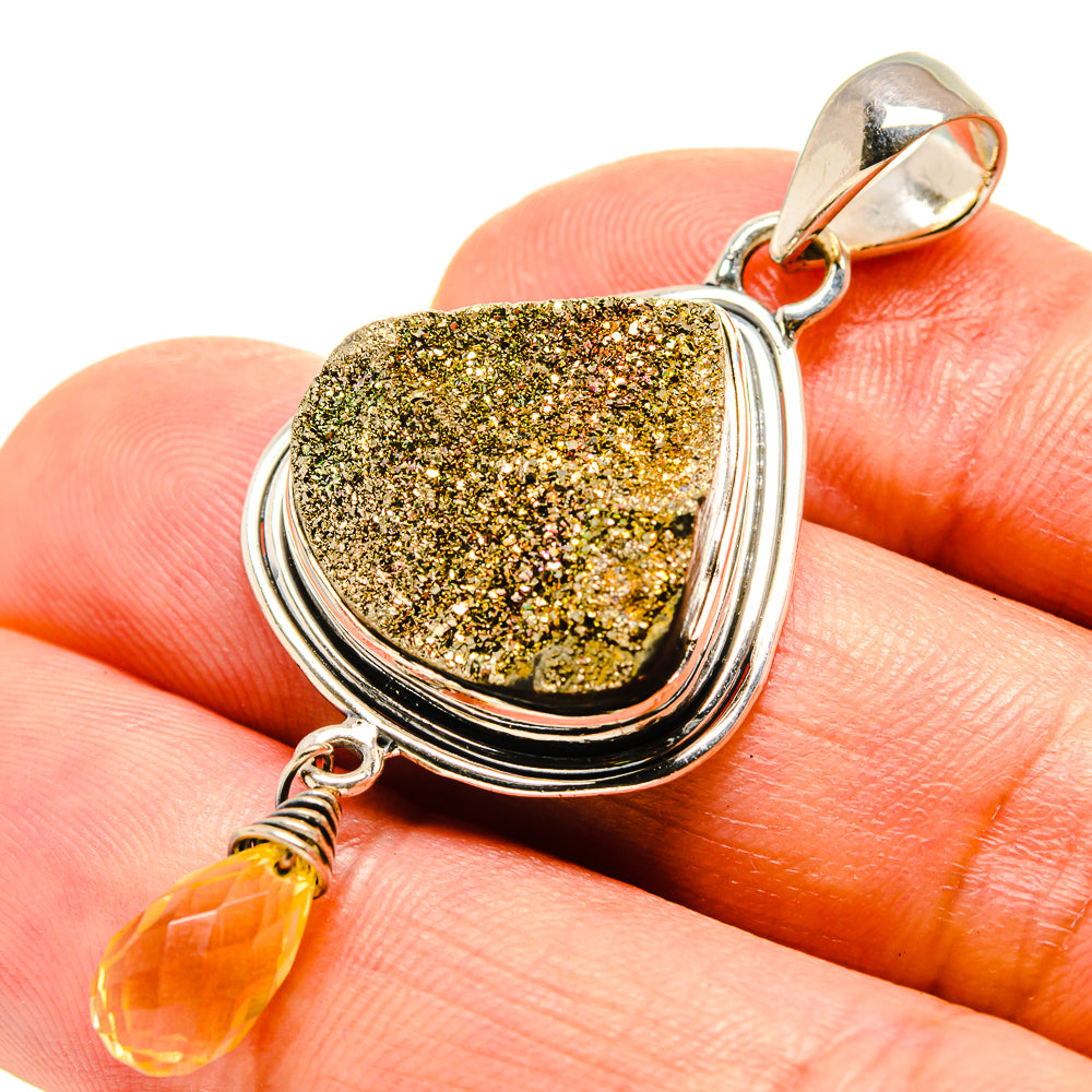 Spectro Pyrite Druzy Pendants handcrafted by Ana Silver Co - PD756795