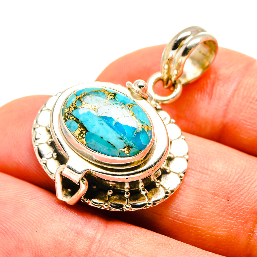 Blue Copper Composite Turquoise Pendants handcrafted by Ana Silver Co - PD756915
