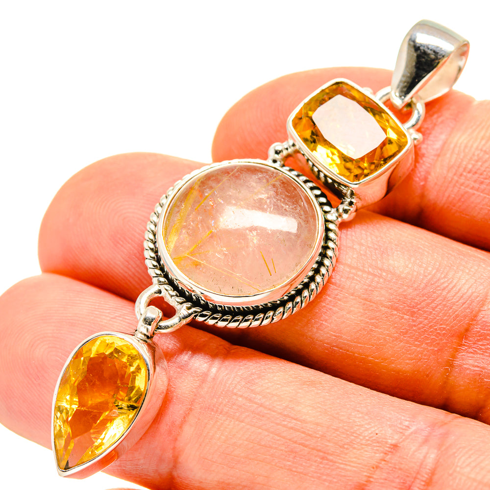Rutilated Quartz Pendants handcrafted by Ana Silver Co - PD756942