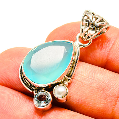 Aqua Chalcedony Pendants handcrafted by Ana Silver Co - PD756955
