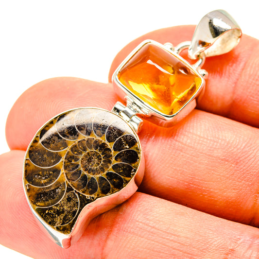 Ammonite Fossil Pendants handcrafted by Ana Silver Co - PD757001