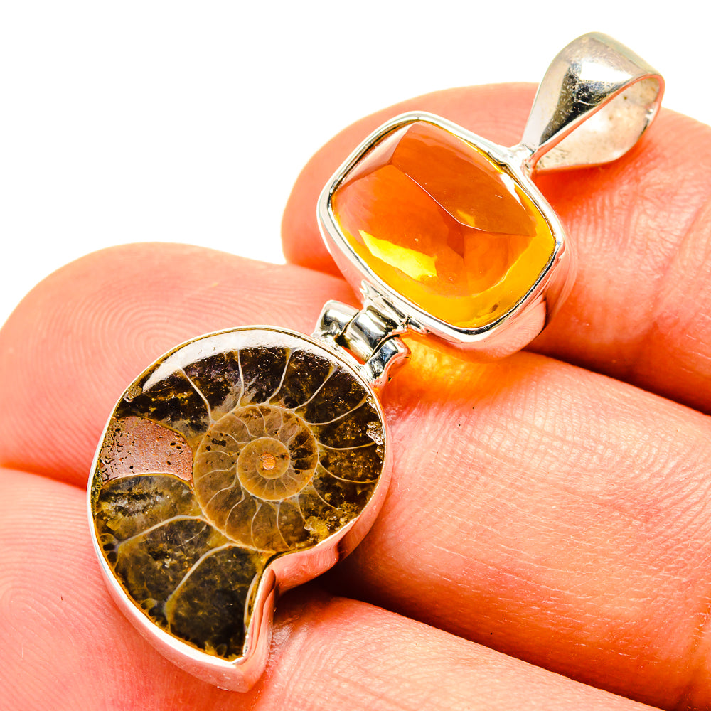 Ammonite Fossil Pendants handcrafted by Ana Silver Co - PD757002