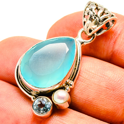 Aqua Chalcedony Pendants handcrafted by Ana Silver Co - PD757087