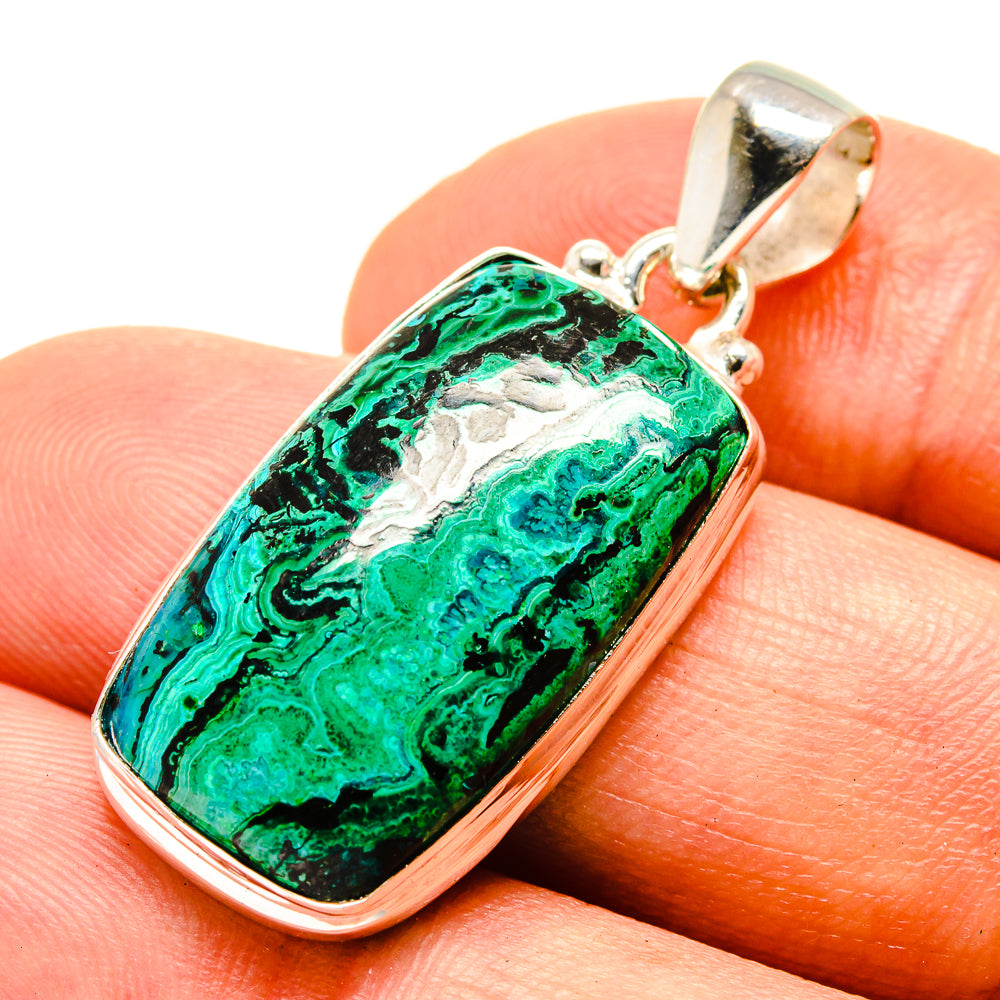 Malachite In Chrysocolla Pendants handcrafted by Ana Silver Co - PD757093