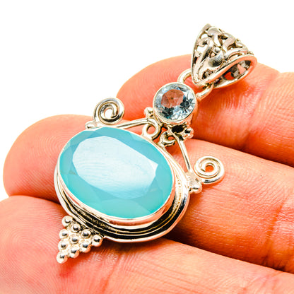 Aqua Chalcedony Pendants handcrafted by Ana Silver Co - PD757107