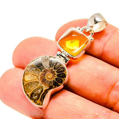 Ammonite Fossil Pendants handcrafted by Ana Silver Co - PD757120