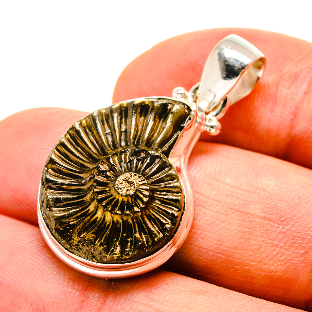 Pyrite Fossil Pendants handcrafted by Ana Silver Co - PD757196