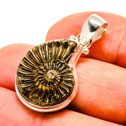 Pyrite Fossil Pendants handcrafted by Ana Silver Co - PD757196
