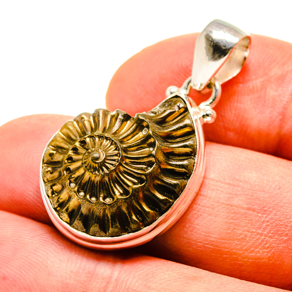 Pyrite Fossil Pendants handcrafted by Ana Silver Co - PD757197
