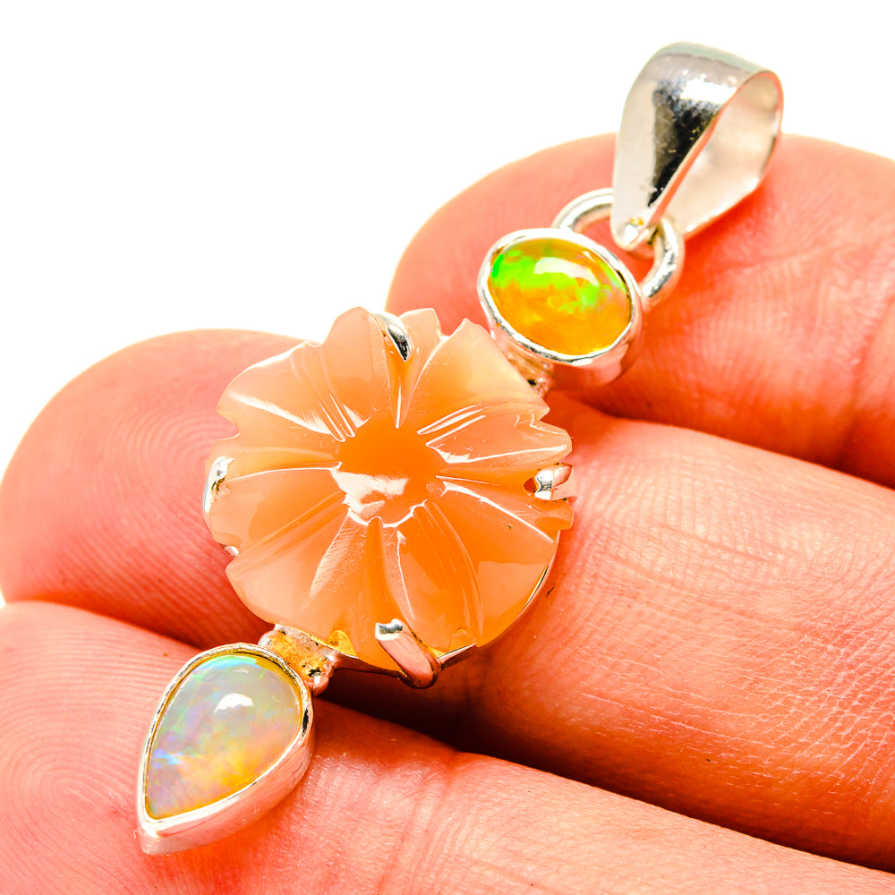 Peach Moonstone Pendants handcrafted by Ana Silver Co - PD757242