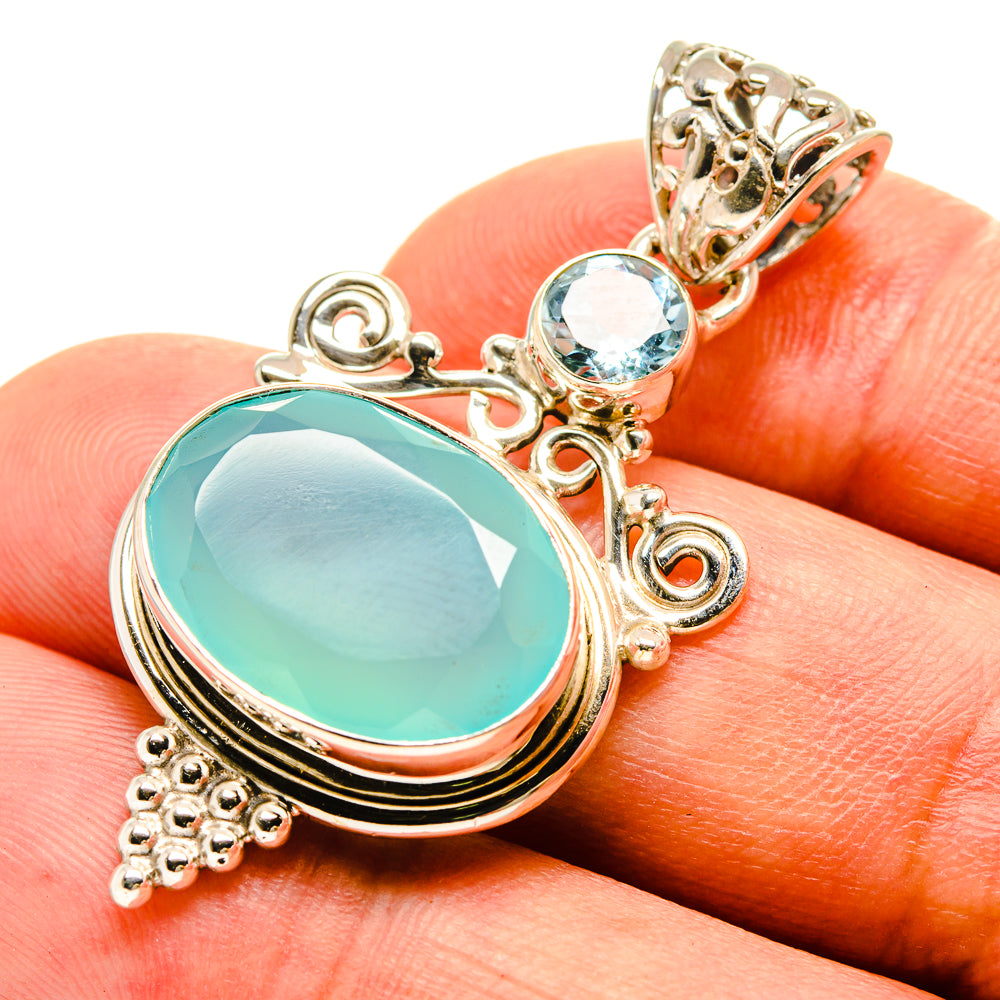 Aqua Chalcedony Pendants handcrafted by Ana Silver Co - PD757294