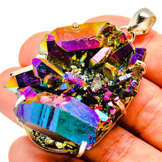 Titanium Sunshine Druzy Pendants handcrafted by Ana Silver Co - PD757320