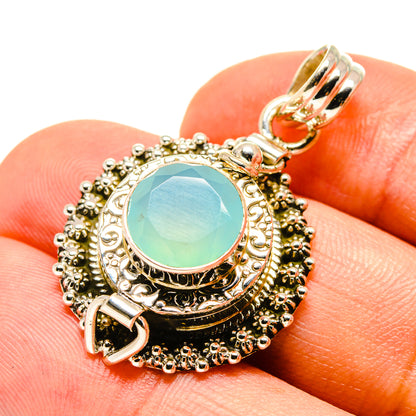 Aqua Chalcedony Pendants handcrafted by Ana Silver Co - PD757386